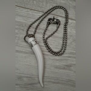 Dolce & Gabbana D&G 2.5” White Italian Horn Pendant with 22” Ball Chain